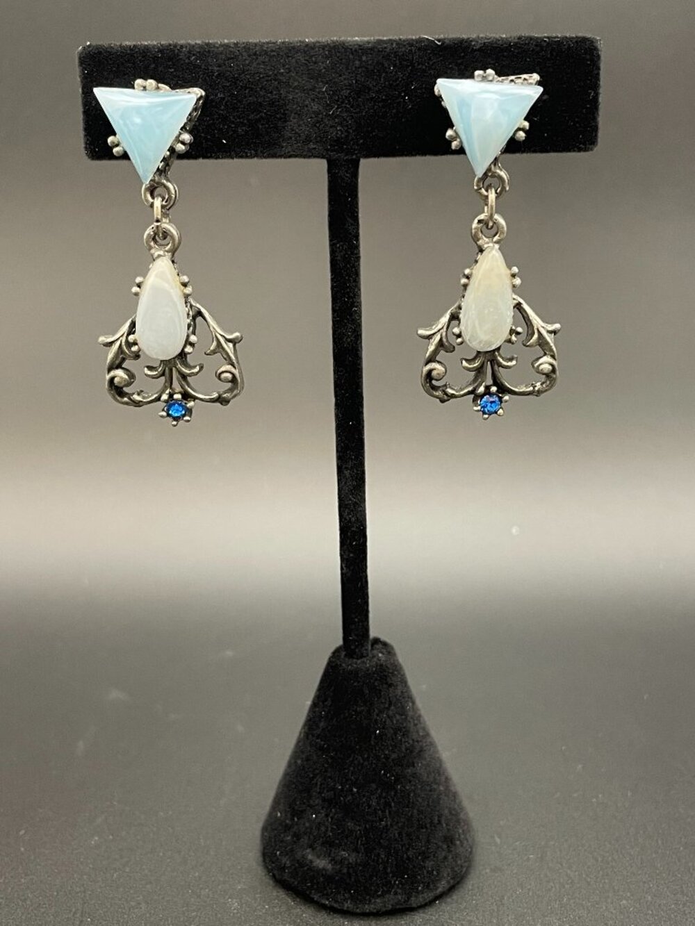 Vintage Silver-Toned Art Deco Earrings